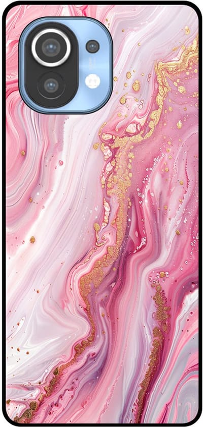 Smartphonica Telefoonhoesje Geschikt voor Xiaomi Mi 11 met marmer opdruk - TPU backcover case marble design - Roze geschikt voor Xiaomi Mi 11