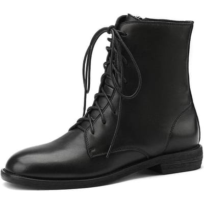 Nieuwe Dames Uniform Leren Laarzen Zwart Veelzijdige Dames Casual Enkellaarsjes Schoolvoorstelling Dames Mode Laarzen Eenvoudig 37 black