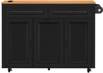 Keukeneiland, Uitschuifbare Eettafel, Verrijdbare Keukentrolley, Dressoir - Uitbreidbaar voor Desktop, Ondersteunt Oplaadfunctie - Zwart, 120 × 40-75 × 92 cm