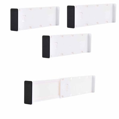 Namajunas - Ladeverdelers - ladeverdeler verstelbaar - Ladeverdelers voor Kleding - 4 Stuks - 8 cm Hoog - Lade Organizer - Verstelbaar 27,5 tot 45,5 cm - Doorzichtige Plastic Ladeorganizers - Duurzaam - Voor Dressoir, Babykleding,Ondergoed,Cosmetica