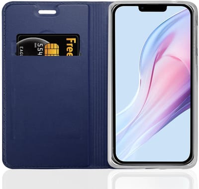 Cadorabo Hoesje geschikt voor Apple iPhone 13 in CLASSY DONKER BLAUW - Beschermhoes met magnetische sluiting, standfunctie en kaartvakje Book Case Cover Etui