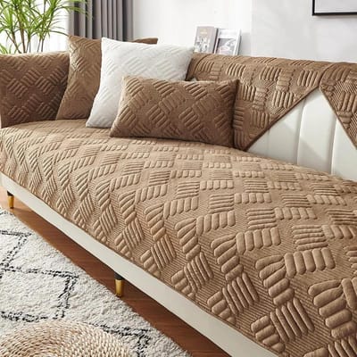 Dikker pluche bankhoes handdoek universele antislip bankmat winter warme bankhanddoek bank hoezen voor woonkamer woondecoratie 1pc45x45 pillowcase beige