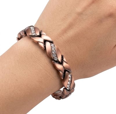 Bronskleurig schakel armband dames met strass details roestvrijstalen geometrische armband luxe verstelbare armband elegante metalen sieraden voor dagelijks gebruik en feestelijke gelegenheden