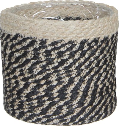Mica Decorations Bloempot - rotan plantenmand - 18 x 18 cm - Met plastic binnenkant