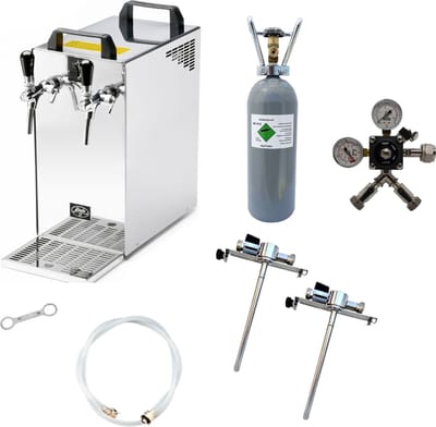 Complete set - Biertap - Kontakt 40 2-kraans droogkoeler, 50 liter/u - Beertender, Thuistap, Bierkoeler - met 2x 5 Liter Adapter