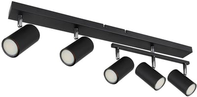 Plafondlamp spot zwart GU10 5 vlammen Plafondlamp draaibaar GU10, metaal, 5x GU10, LxBxH 70x35x17 cm