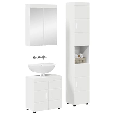 vidaXL - Badkamermeubel - Set - TULUM - 3 - st - Wit - 60 - x - 34 - x - 63 - cm - Bewerkt - hout