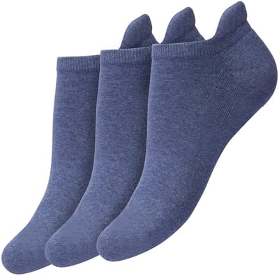 Bonnie Doon Unisex Sneaker Sokken Deluxe Dames Blauw maat 36/42 - Dames en Heren - 3 paar - Badstof Binnenzool - Gladde teennaad -Comfortabel en Zacht - Zacht Hiel Kussen houdt Vuil tegen - Sport - Sneakersokken - Denim - Jeans Heather - OL6310501.6