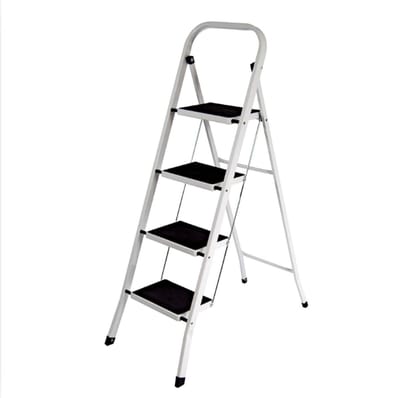 Huishoudtrap 4 Treden - Trapladder Met 4 Treden Lichtgewicht - Trap Ladder Met 4 Treden Maximaal 150 kg Laadvermogen