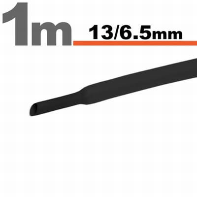 10× 1 Meter Krimpkous Zwart 13 / 6,5 mm – 10 Stukken Van 1 Meter – Warmtekrimpbuis Voor Isolatie En Kabelbescherming – Geschikt Voor Elektrische Installaties En Reparaties [11024F]