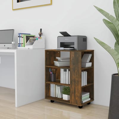 vidaXL - Rolkast - 60x35x75 - cm - bewerkt - hout - gerookt - eikenkleurig