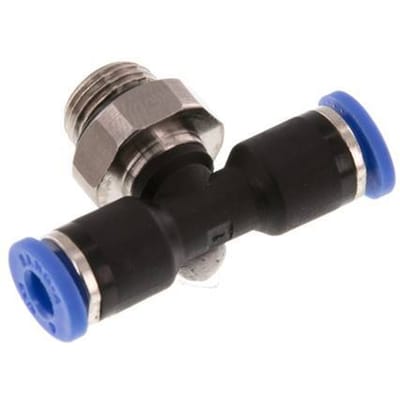 4mm x G1/8'' inline T-stuk Messing/PA 66 Insteekfitting Buitendraad Draaibaar NBR [2 Stuks]