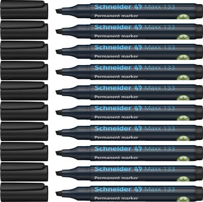 Schneider permanent marker - Maxx 133 - beitelpunt - zwart - 10 stuks - S-113301-10