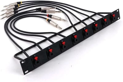 Audiokabel Aansluitblok - Verlengkabel Stereo - Rackmontage Audio - Gestroomlijnde bedrading - 0.5 Meter - Zwart