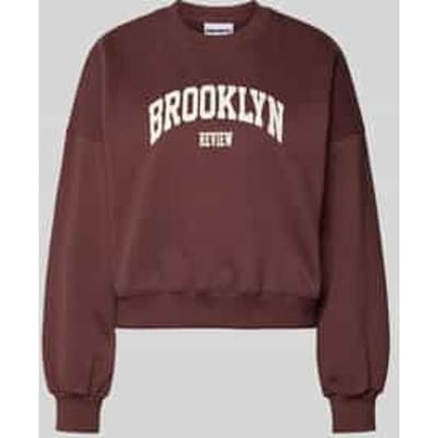 Sweatshirt met labelprint en ronde halslijn