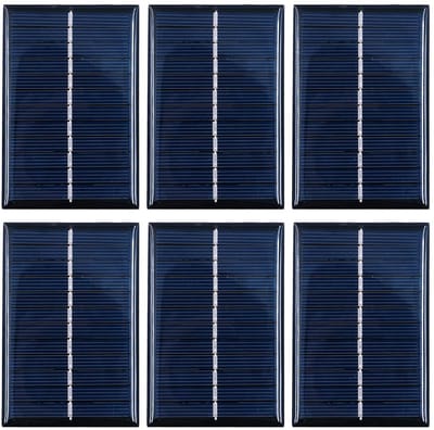 Set van 6 Mini Zonnepanelen 0.6W 6V, Opladers, DIY Huishoudelijk, Wetenschap Schoolprojecten, Kamperen, Vissen, Hiken, Tuinverlichting Opladen