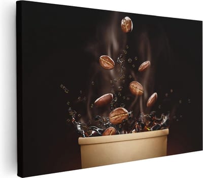 Artaza Canvas Schilderij Koffiebonen - 30x20 cm - Klein - Keuken Wanddecoratie - Muurdecoratie Stilleven - Kamer Accessoires