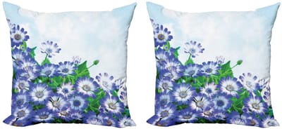 ABAKUHAUS Bloemenkussenhoes Set 2x45x45 cm – Dubbelzijdige Digitaldruk, Rits