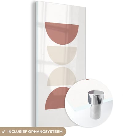 MuchoWow® Glasschilderij 60x120 cm - Schilderij acrylglas - Minimalisme - Pastel - Design - Foto op glas - Schilderijen