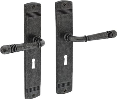 Intersteel Deurkruk Helena op schild sleutelgat 56 mm oud grijs