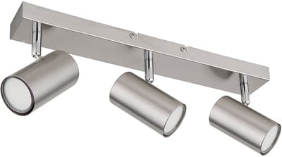 Plafondlamp zilver Plafondspot 3 vlammen woonkamer nikkel met beweegbare spots, metaal, 3xGU10, LxBxH 41x6x12 cm