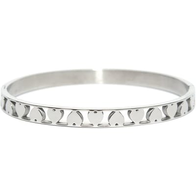 CO88 Collection Sense 8CB 90093 Stalen Bangle met Hartjes - One-size (60x50x6 mm) - Zilverkleurig