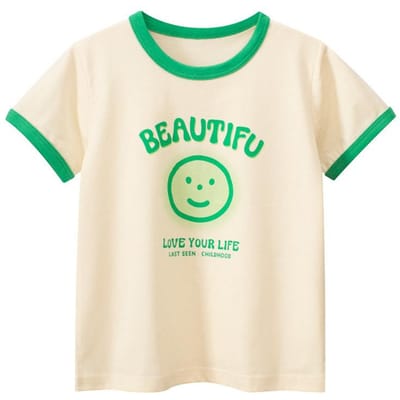 Kinderkleding Zomer Kinder T-shirt met Korte Mouwen Basishemd Baby Meisjes Kleding 140cm beige