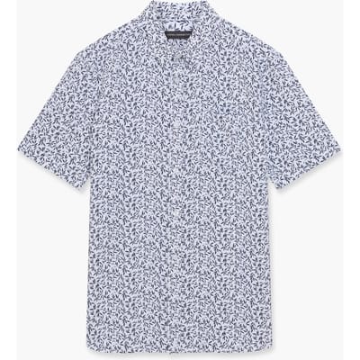 French Connection Linen Leaf Ss White/marine Maat: XS | Casual Overhemden Outlet | Heren | Blauw