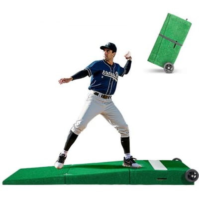 VEVOR Pitching Mound, draagbare honkbal pitcher mound, 90 inch pitching trainingsapparatuur (buiten/binnen), softbal pitching hulpmiddelen met anti-fade grasmat, pitching rubber en draaggreep