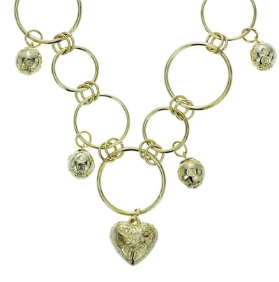 Behave - Ketting met grove schakels en hartje goudkleur - 59 cm