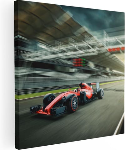 Artaza Canvas Schilderij Racewagen - 30x30 cm - Klein - Wanddecoratie Formule 1 - Muurdecoratie Mancave - Schilderijen Op Canvas