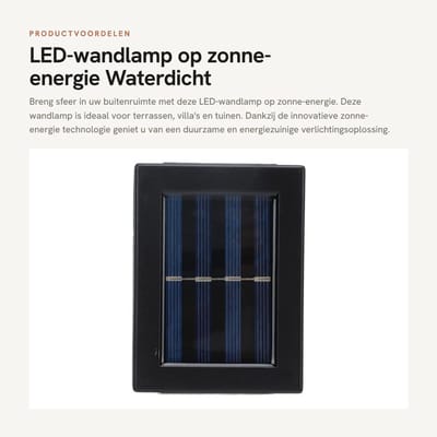 Dailygoods- Wandlamp met sensor - Buitenlamp met zonne-energie - IP65 waterdicht - Energiebesparend - ABS/PC-materiaal - 5 W vermogen