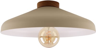 Olucia - FREDDIE - Plafondlamp - Beige / Hout - Vorm: Rond