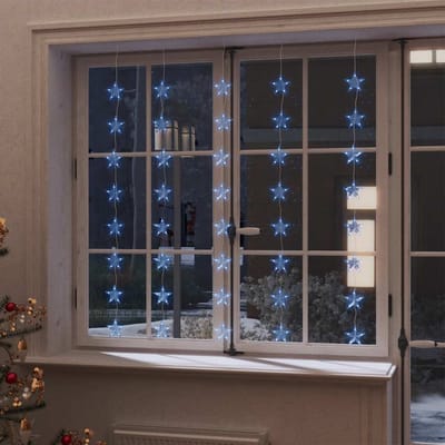 vidaXL - Lichtsnoergordijn - sterren - met - 200 - LED's - en - 8 - functies - blauw