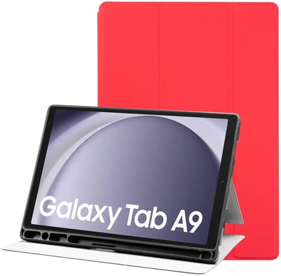 Tablet Hoes Geschikt voor Samsung Galaxy Tab A9 | Luxe Tri-Fold Book Case | Kunst Leren Bescherm Hoes | Standaard Functie | Rood