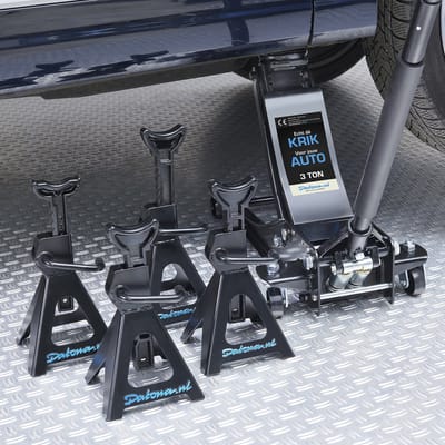 Datona® Autokrik laag model 3 ton met vier assteunen 3 ton - Zwart