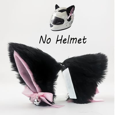 Motorhelm Accessoires Pluche pluizige kattenoren, de oren zijn afneembaar, geschikt voor mannen en vrouwen zwart