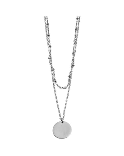 AKZENT Akzent damesketting met hanger "Münz" met munt zilver - plaatjesketting - minimalistisch -