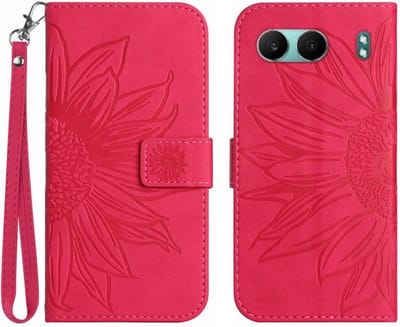 Coverup Hoesje - Geschikt voor OnePlus Nord 4 Hoesje - Coverup Zonnebloem Book Case met Koord - Roze