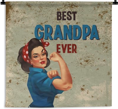 Wandkleed - Vaderdag cadeau - Opa - Quote - 120x120 cm - Wandtapijt