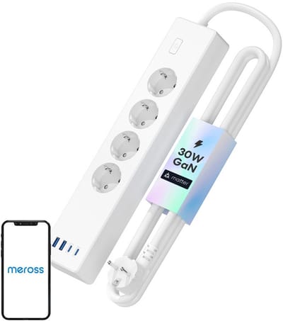 Merossi Stekkerdoos Msp844 Met 4 Stopcontacten Voor Huishoudelijke Apparaten, Tv's Met Hoog Vermogen.