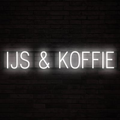 IJS & KOFFIE - Lichtreclame Neon LED bord verlicht | SpellBrite | 92,32 x 16 cm | 6 Dimstanden & 8 Lichtanimaties | Reclamebord neon verlichting