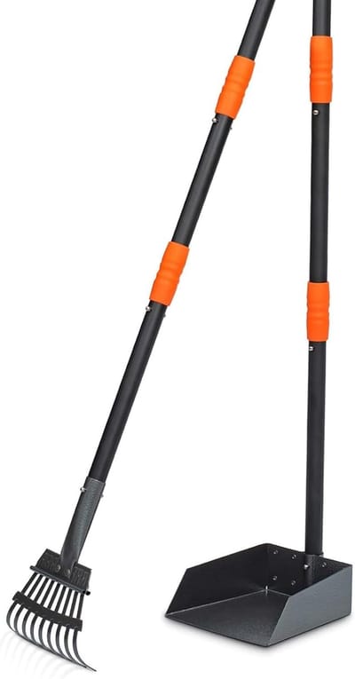 Hondenpoep Schep en Hark Set - 96cm Metalen Handvat voor Tuin en Buiten