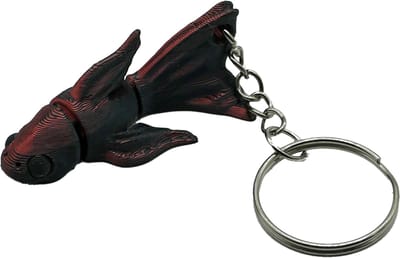 Betta sleutelhanger - Zwart / Rood - 3d geprint - Cadeau liefhebber – Sleutelhanger dier - 8cm