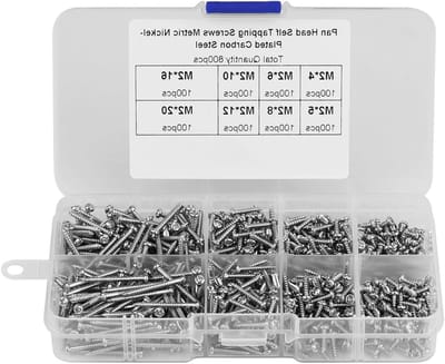 Zelftappende Schroeven met Lenskop, 800 stuks M2 4mm tot 20mm voor Houtbewerking, Inclusief Opbergdoos, Perfect voor Klussen en DIY-projecten