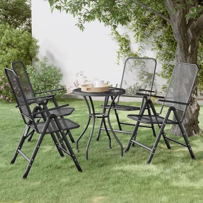 Klapstoelen Tuin - Buitenstoelen Set - Ontspannen Buiten - 7 standen rugleuning - 4 stuks - Antraciet