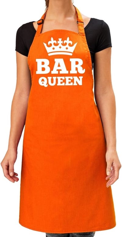 Oranje Bar Queen keuken schort dames - Oranje Koningsdag / Orange supporter accessoires One size
