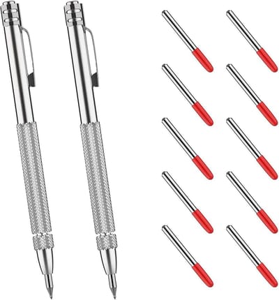 Ets Graveer Pen - Markering Tool - Metaal Bewerken - Gekarteld Handvat - 128 mm Lengte - Zilver