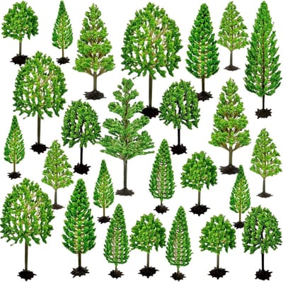 Miniatuur Bomen Set van 26 Stuks voor Landschapsmodellen en Diorama's, Plastic Bomen van 6-15 cm voor Creatieve Projecten en Sand Table Decoratie