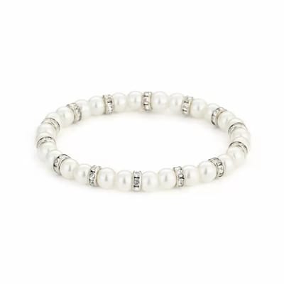 Bijoutheek Armband (Sieraad) Parels Witte Stenen Wit